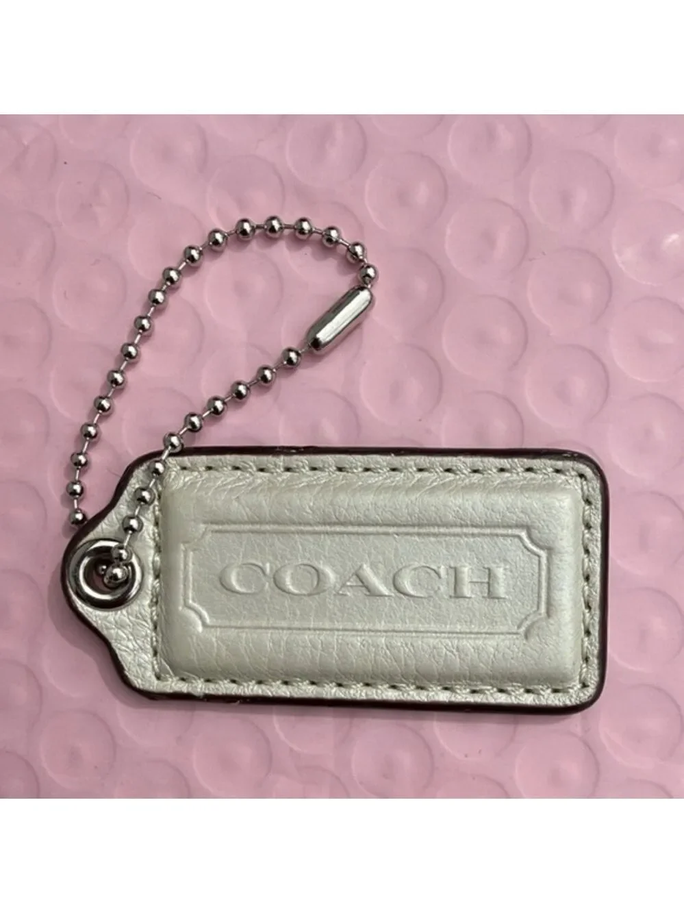 Coach White Pearls Hangtag Coach Keychain Coach bag accessories